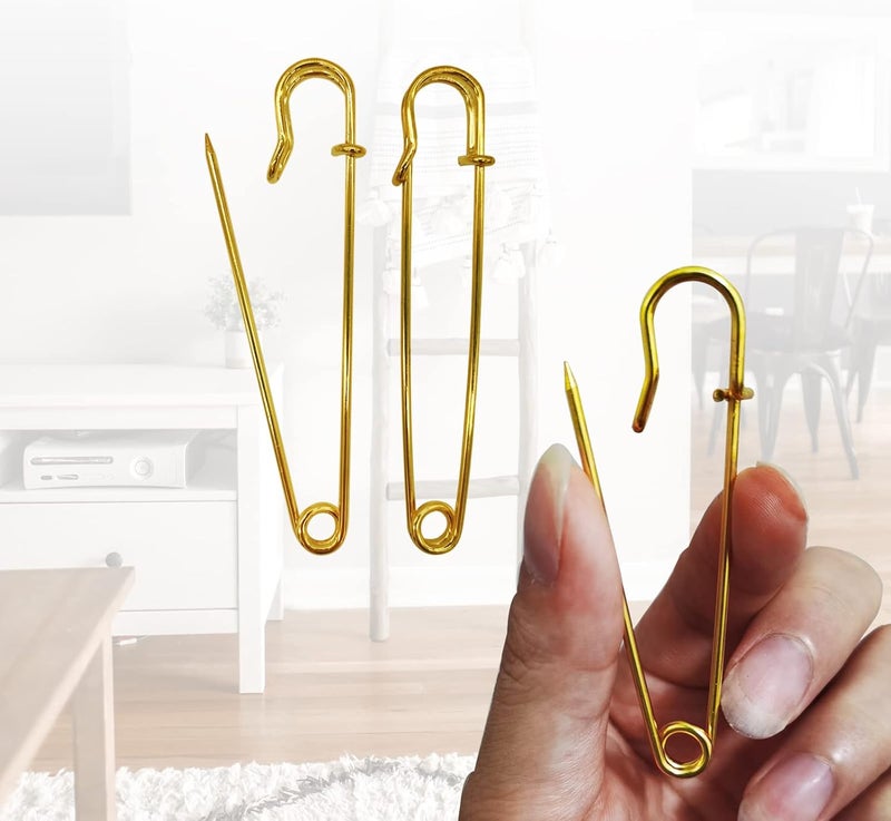 Urmspst Large Safety Pins Pack of 30 for Clothes, Leather, Canvas, Blankets, Crafts, Skirts, Kilts - Extra Large, Heavy Duty (Gold) - Image 3